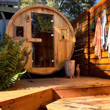 Premium Outdoor Barrel Cedar Sauna – 4-6 Person
